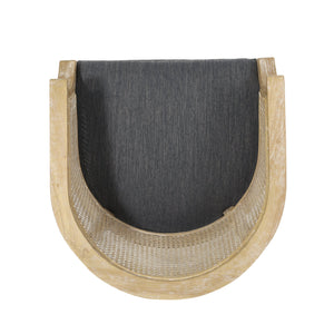 English Elm Christopher Knight Home® - Accent Chair French Country Rubber Wood Frame with Cane Webbing, Weathered Finish & Plush Foam Seat Charcoal N779P233048C