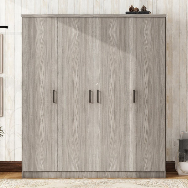 English Elm 4-door Wardrobe with Drawer Gray Mdf Freestanding Bedroom Closet Storage Unit LP006002AAE