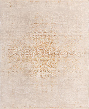 Unique Loom Deepa Pianura Machine Made Abstract Rug Ivory and Gold,  7' 10" x 9' 8"
