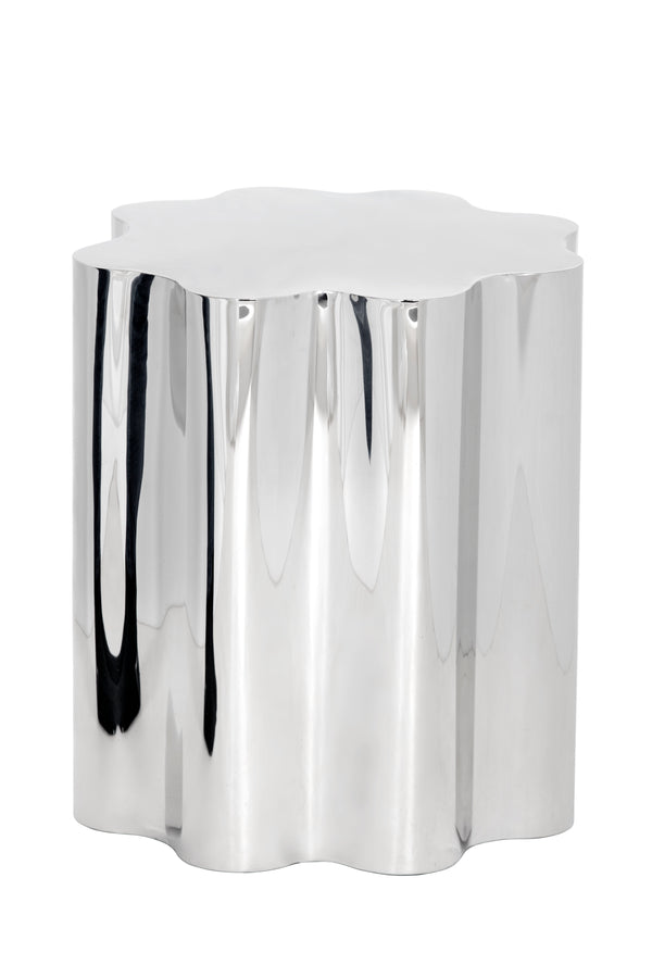 Sunpan Dahlia End Table - Elegant Floral Design with Curves to Elevate Your Living Space Aesthetic Stainless Steel