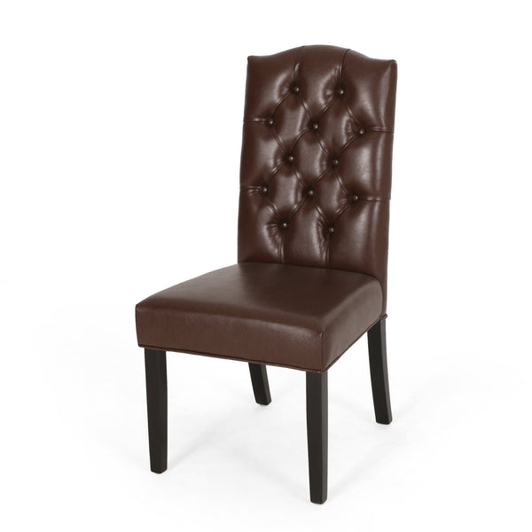 English Elm Christopher Knight Home® - HARRIET Tufted Upholstered Dining Chair Set of 2 with Crown Back Design, Durable Fabric Comfort Dark Brown 52322.00PUDBRN