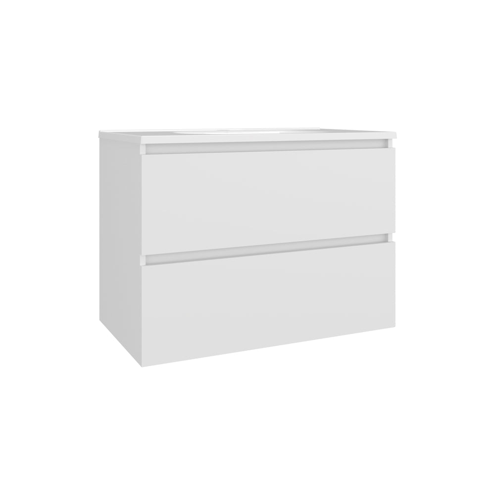 English Elm Bathroom Vanity Modern 2-Drawer White - Compact Engineered Wood Cabinet with Sleek Minimalist Storage Appeal B097P369438
