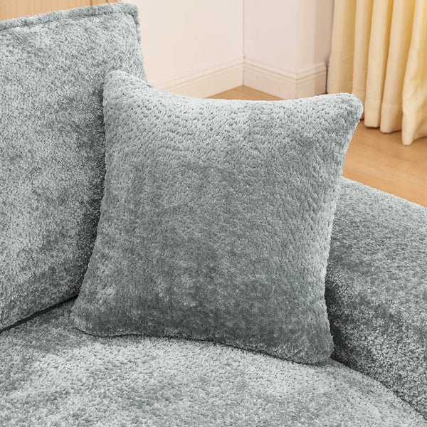 English Elm 107'' Boucle Modular Sectional with Reversible Chaise and Two Ottomans for Living Room Grey W1413S00163
