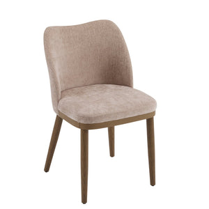 English Elm Dining Chair Set of 2 Mid-century Walnut Wood Frame Upholstered Seat and Back Apricot Cream N771P237036V