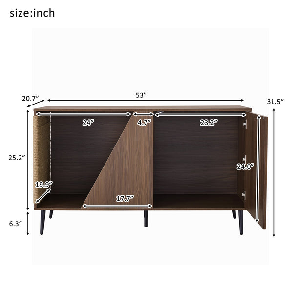 English Elm Cat Furniture Mid-Century Walnut 2‑in‑1 Litter Box Enclosure with Sisal Scratcher & Spring Door Storage N843P254861W