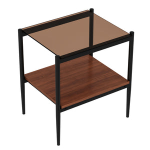 English Elm Coffee Table And End Tables Set Of 3 – Modern Brown Glass & Mdf Design For Chic Living Room Style W241S00043