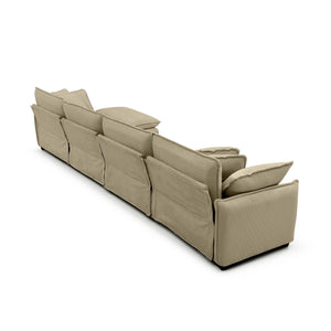 English Elm Corduroy 4-Seater Sofa With Footstool - Modern Comfort Upholstered In Soft Fabric For Any Space W714S00721