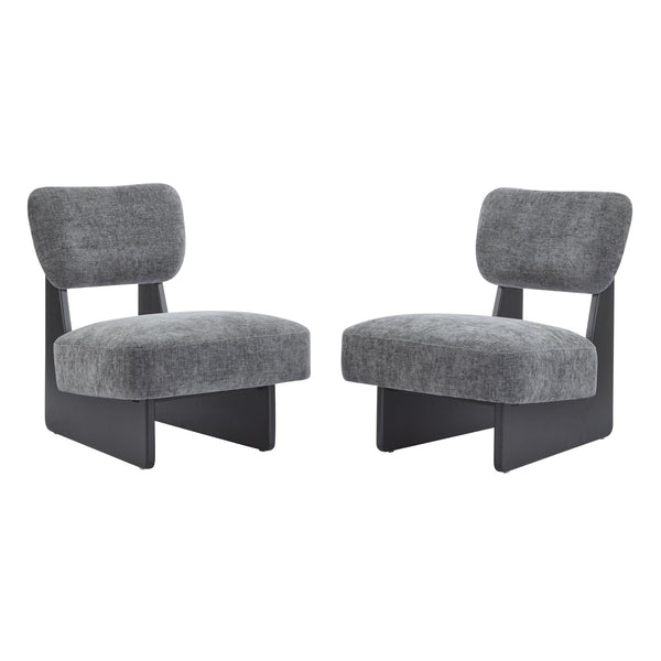 English Elm Christopher Knight Home® - [Set of 2] Modern Lounge Chair with Polyester Upholstery and Solid Wood Base — Minimalist Comfort for Home Black,Charcoal grey N767P241702C