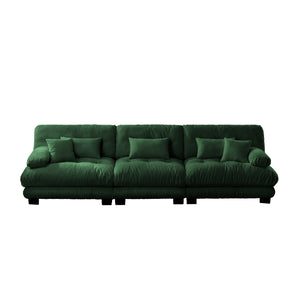English Elm 3-Seater Cloud-Comfort Modular Sectional Sofa with Plush Chenille Upholstery and Deep Support for Home Living Rooms Green W714S01091