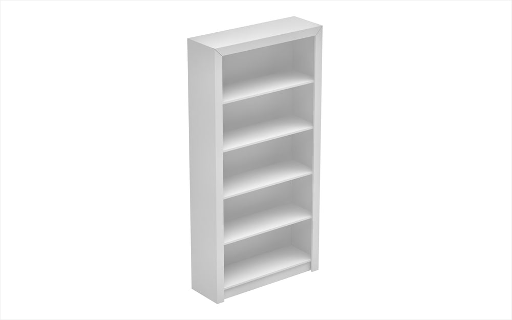 English Elm Olinda Modern 5-Shelf Tall Bookcase — Contemporary Open Shelving for Living Room, Office Storage White B365P398311