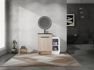 English Elm 36 Inch Freestanding Bathroom Vanity With Black Sink, Soft-Close Doors & Ample Storage Solutions W999S00303