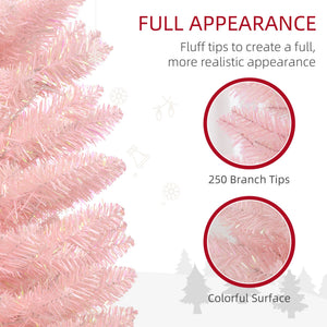 English Elm Homcom 5Ft Tall Pink Prelit Pencil Christmas Tree With 150 Colorful Led Lights For Small Spaces W2225P249678
