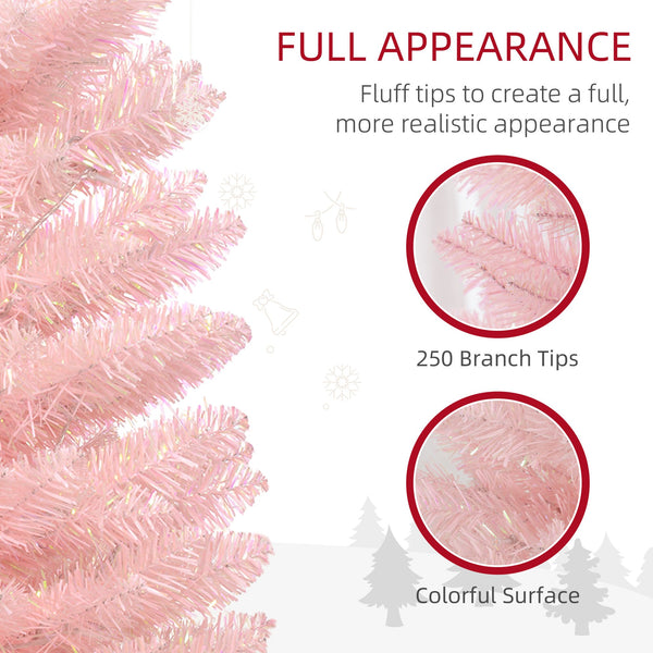 English Elm Homcom 5Ft Tall Pink Prelit Pencil Christmas Tree With 150 Colorful Led Lights For Small Spaces W2225P249678