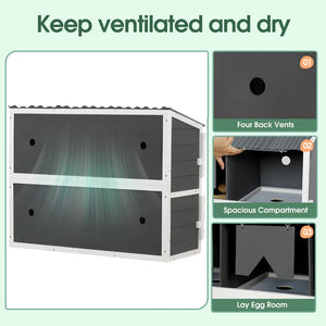 English Elm Nesting Box Pine Wood 8 Compartment Rollout Egg Collection Poultry Coop Unit W1850120022