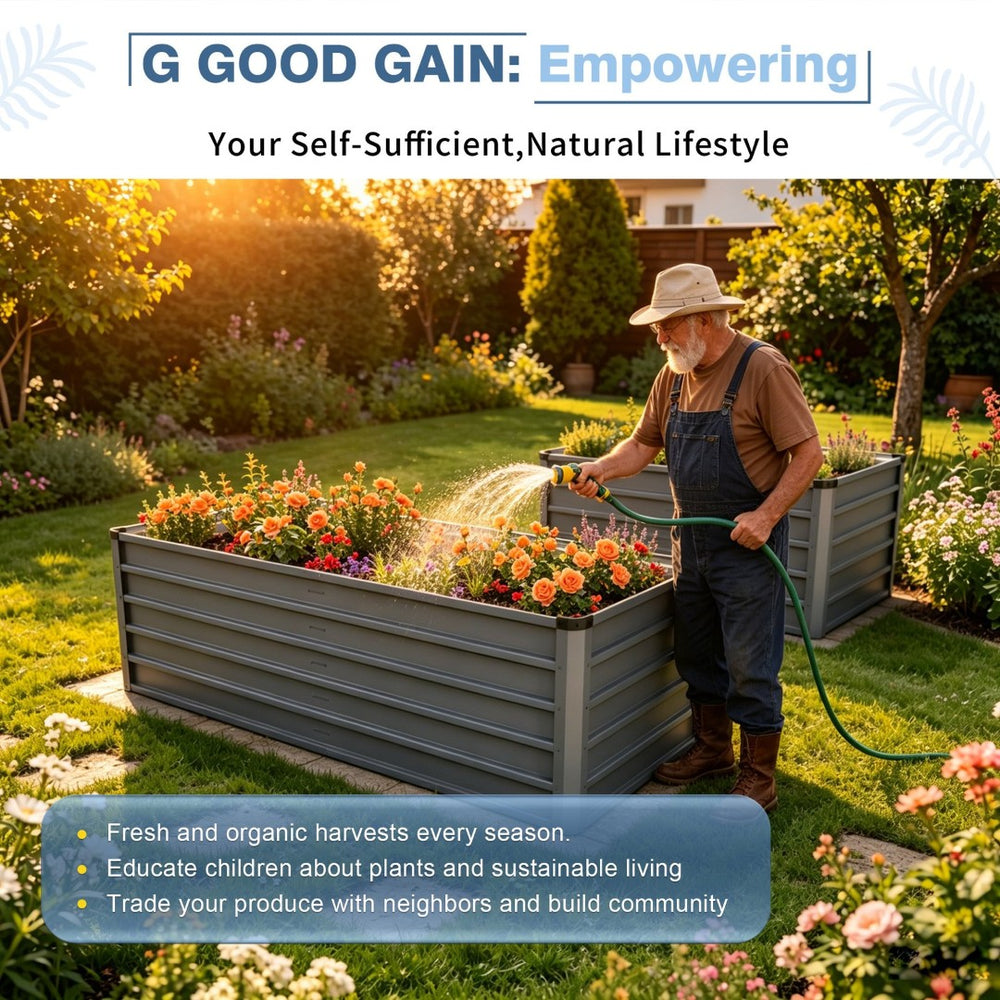 English Elm 6x3x1ft Galvanized Steel Raised Garden Bed Rust Proof Outdoor Planter for Vegetables W3213P464145