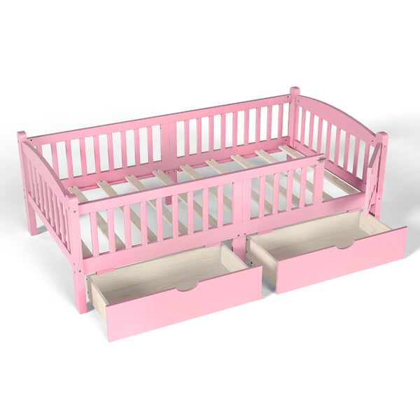 English Elm Metal Twin Over Full Bunk Bed White Steel Frame Space Saving Slat Support for Teens Pink W1580P383109