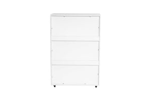 English Elm White Five Drawer Rolling Storage Cabinet with Sleek Cutout Handles for Any Room B372P407630