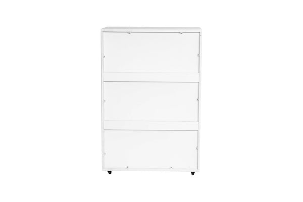 English Elm White Five Drawer Rolling Storage Cabinet with Sleek Cutout Handles for Any Room B372P407630