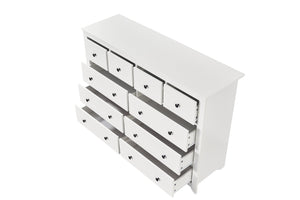 English Elm Modern 9-Drawer White Dresser — Sleek 3-Column Chest, Sturdy Waterproof Finish, Spacious Storage W1785P298992