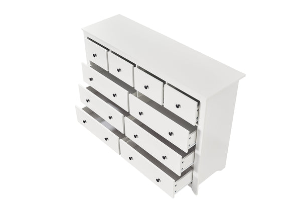 English Elm Modern 9-Drawer White Dresser — Sleek 3-Column Chest, Sturdy Waterproof Finish, Spacious Storage W1785P298992