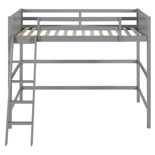 English Elm Loft Bed with Built-in Slide Solid Pine Twin Frame for Kids Bedroom Play Gray N708P360090E