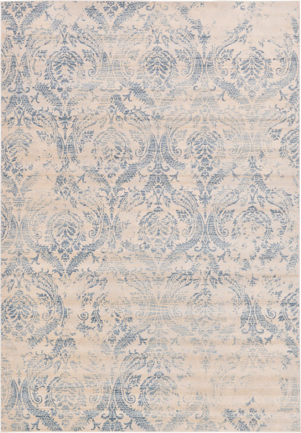 Unique Loom Paris Oak Machine Made Floral Rug Blue, Blue/Beige/Light Blue 7' 1" x 10' 0"