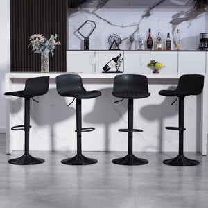 English Elm Bar Stools Set of 2 Adjustable Swivel Pu Leather Kitchen Island Seating with Back Black W676P358682