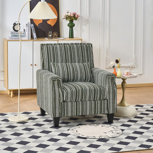 English Elm Modern Striped Upholstered Accent Chair with Arms, Nailhead Trim, Solid Wood Frame and Plush Foam Seating Green W3373P363922
