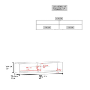 English Elm Entertainment Shelley Floating Wall Mounted Unit Open Shelves White Modern Living Room B092P474491