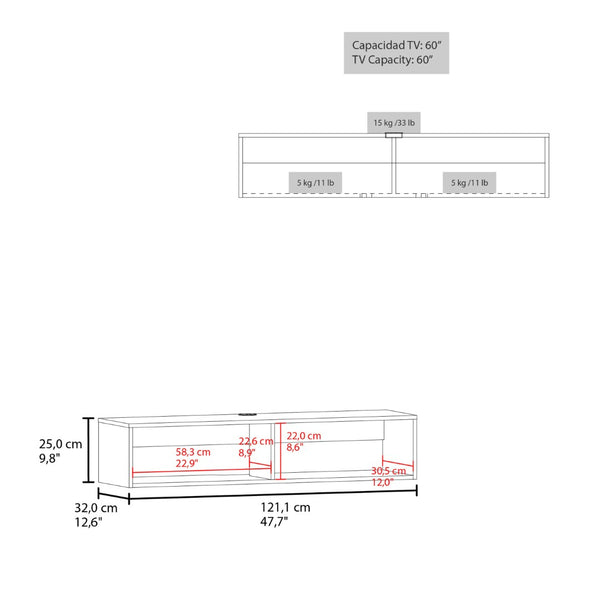 English Elm Entertainment Shelley Floating Wall Mounted Unit Open Shelves White Modern Living Room B092P474491