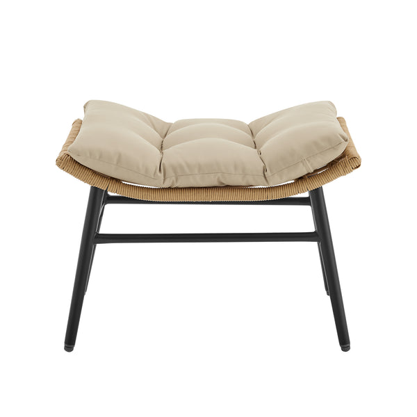 English Elm Benson 3-Piece Lounge Set Cream – Weatherproof PE Rattan, Tufted Cushions, Tempered Glass Table B365P397651