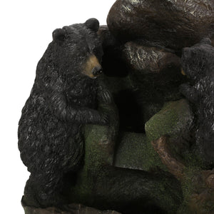 English Elm Christopher Knight Home® - 23.75" Hand Crafted Weather-Resistant Floor Fountain with LED Underwater Lights, Faux Stone Moss Black, 23.75" 71776.00MBLK