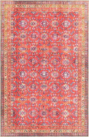 Unique Loom Timeless John Machine Made Floral Rug Red, Beige/Black/Blue/Ivory/Violet/Gold/Green 5' 1" x 8' 0"