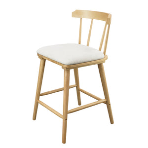 English Elm Christopher Knight Home® - Olivia Set Of 4 Windsor-Style Indoor Wooden Counter Stools With Beige Upholstery For Cozy Charm N775P346246N-S4