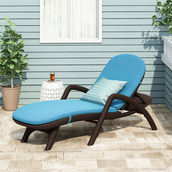 English Elm Christopher Knight Home® - Mikael Chaise Lounge With Cushion - Ergonomic Dark Brown Design For Ultimate Indoor & Outdoor Comfort 70798.00DBLU