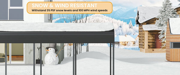 English Elm 12x20ft Steel Peak Roof Carport Heavy Duty Outdoor Shelter for Trucks Boats and Events W1820S00013