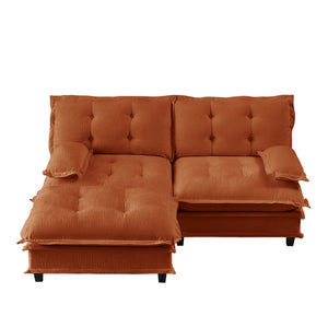 English Elm 77" L-shaped Chenille Cloud Sectional Sofa with Ottoman Deep Cushioned Modular Couch Orange W714S01735