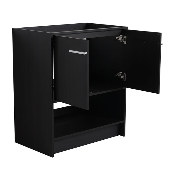 English Elm 30" Freestanding Bathroom Vanity Cabinet with 2 Doors, Integrated Basin & Open Shelf, Modern Ergonomic Design Dark Oak W1972P268399