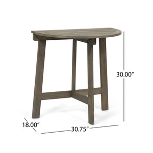 English Elm Christopher Knight Home® - Outdoor Half-Round Folding Acacia Wood Bistro Table with Gray Handcrafted Finish, Space-Saving Elegance Grey 65324.00GRY