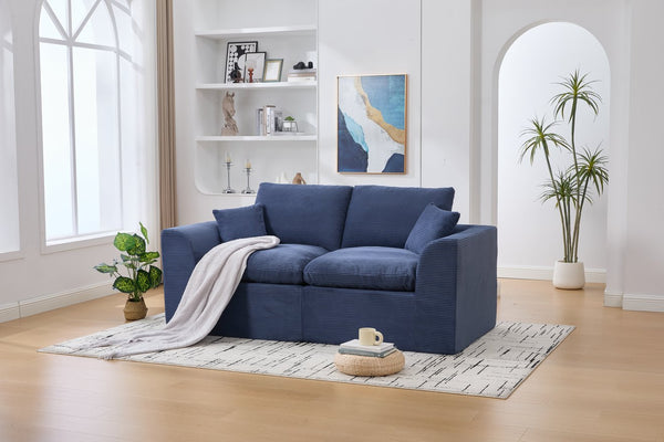 English Elm UNITED Cloud Couch Modular Sectional Sofa with Corduroy Cover, Ergonomic 2-Seater, No Assembly Needed Navy Blue W1568P371122