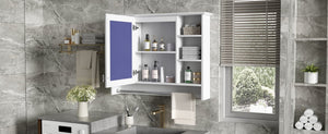 English Elm 3-in-1 Wall Mounted Medicine Cabinet with Soft Close Door Towel Bar and Vanity Mirror White N710P358618K