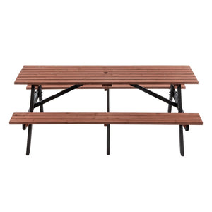 English Elm 75" Solid Fir Outdoor Picnic Table Set with Benches Two-tone Finish Heavy Duty Patio W1422P385498
