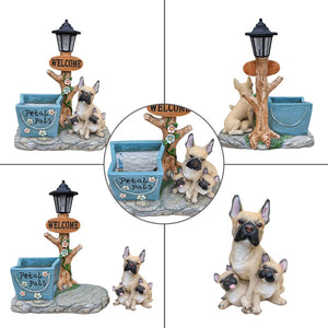 English Elm Labrador Solar Garden Statue with Led Glow and Built-in Succulent Planter Basin W5398P464246