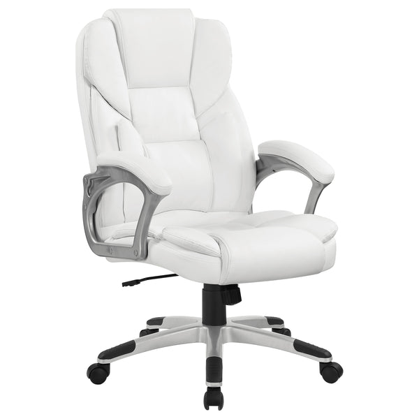 English Elm Kaffir White Leatherette Adjustable Office Chair with Ergonomic Support, Swivel, Casters, Modern Comfort B062P344897