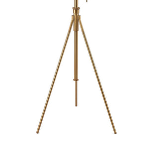 English Elm Vintage Tripod Floor Lamp with Stained Gold Metal Legs, Ivory Shade, Pull Switch, Adjustable Height Brushed Gold 21 L x 21 W x 22 H B2741P317228