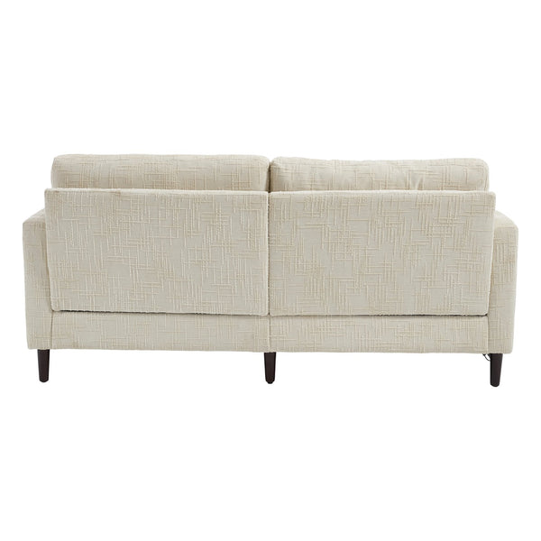 English Elm Modern chenille 2-seater sofa with LED lighting, USB charging, storage pocket, sturdy wood legs Beige W395P318540