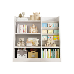 English Elm White Wooden Toy Storage Organizer Cabinet with 4-Tier Sling Bookcase for Kids Montessori Rooms W2876P233536