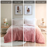 Intelligent Design Brielle Transitional Ombre Shaggy Long Fur Comforter Mini Set ID10-2145 Blush