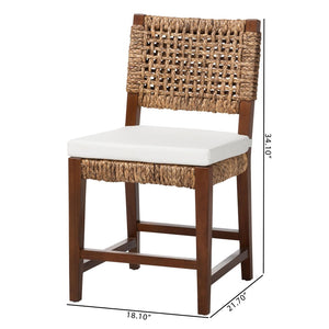 English Elm Modern Handcrafted Seagrass Woven Mahogany Counter Stool for Kitchen Island B2750P467868