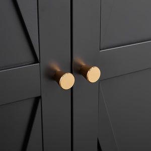 English Elm [metal Adjustable] Tall Steel Pantry Cabinet with Gold Handles and Four Shelves for Any Room Black T3625P366650